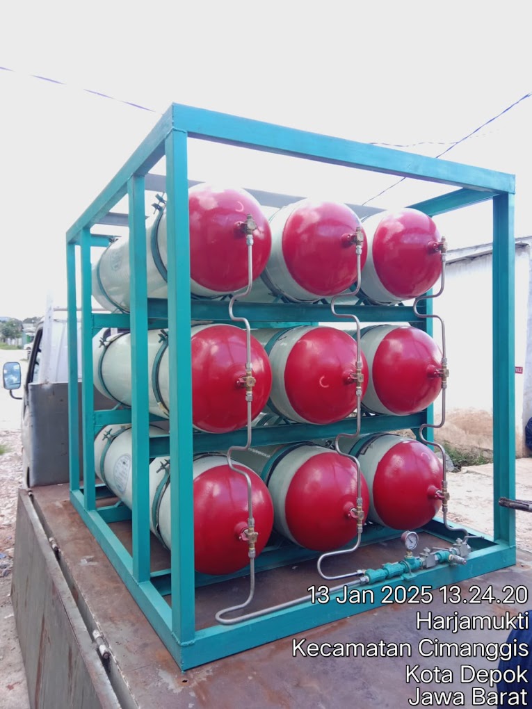 Gas Transport Module DIS Energy CNG siap kirim di atas truk